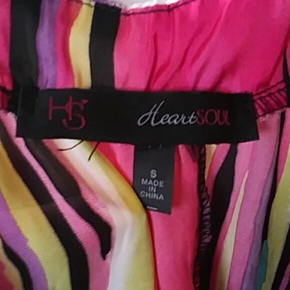 Heart Soul Silk Vibrant Watercolor Sparkly Lace Camisole Sleeveless Smock Blouse - Picture 7 of 7